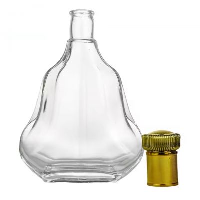 Luxury 700ml Unique Pear Shape Flat Glass Bottle for Whiskey Brandy Cognac XO High Flint Empty Spirit Liquor Bottle