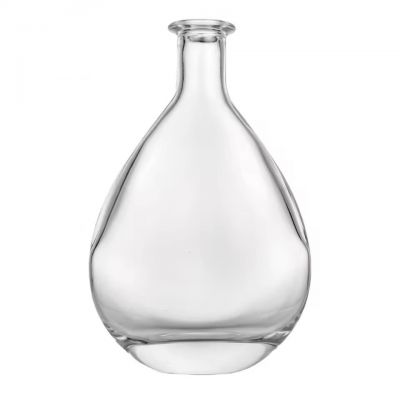 Modern 750ml Teardrop Shape Flat Bottle for Premium Gin Vodka Tequila Custom Logo Empty Spirit Liquor Glass Bottle With Cork