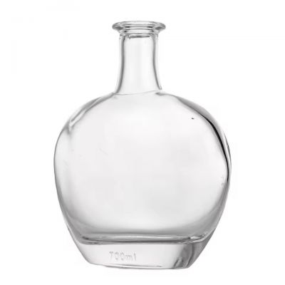 700ml Nordic Style Round Flask Bottle for Craft Gin Whiskey Tequila Mezcal Custom Logo Empty Disc Shaped Spirit Glass Bottle