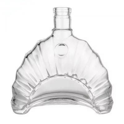 Wholesale 700ml Seashell Shape Ocean Wave Sculptured Glass Bottle for Brandy Tequila Custom Design Empty Spirit Liquor Bottle