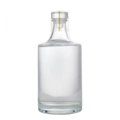 Factory custom personalized glass cork short neck thick bottom round agave whiskey 500ml bottle crystal white