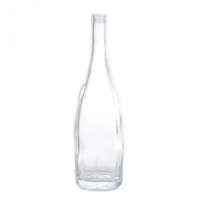 Wholesale Unique Designed 1000ml Glass Wine Bottle Cork Seal for Whiskey Water Wine Tequila Brandy Energy Drinks Screen Printing