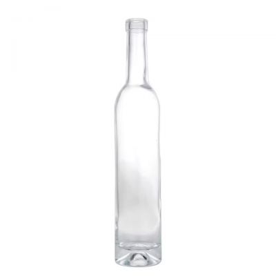 Factory Wholesales Customized 500ml Round Cork Cap Long Neck Thin Bottom Whiskey Rum Tequila Liquor Glass Bottle