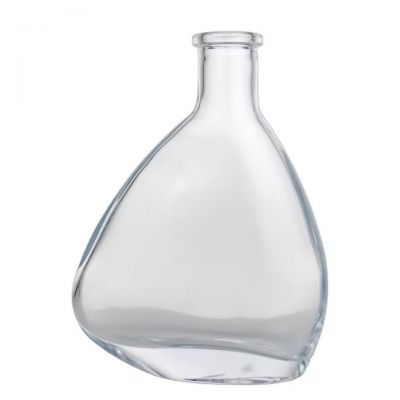 Recyclable Custom Unique Shaped Creative Flat Round Vodka Liquor Bottles 500ml Cork CapThick Bottom Whiskey Tequila Glass Bottle