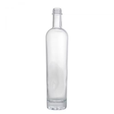 Factory Wholesale Round 500ml clear Vodka 500ml Brandy Rum Glass Spirit Bottle With SCREW CAP Custom Label