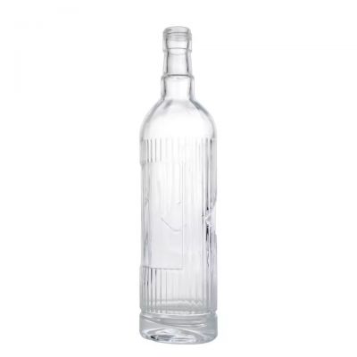 Hot Sale Factory Customized 700ml SCREW CAP Thick Bottom Embossed Round Brandy Tequila Rum Spirit Glass Bottle