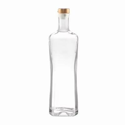 Factory Direct 500ml Glass Bottle with Wooden Rubber Stopper Transparent Vodka Whiskey Tequila Brandy Energy Drinks for Sale
