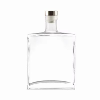 Custom Square Glass Bottles for Whiskey Gin Vodka Brandy Tequila Energy Drinks 750ml 500ml 200ml Capacities with Cork Seal