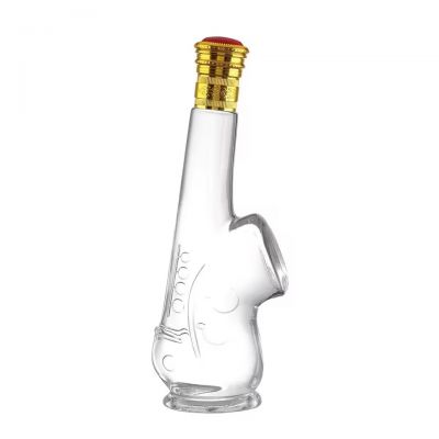 Creative 500ml Uniquely Shaped Glass Wine Bottle for Tequila Brandy and Energy Drinks