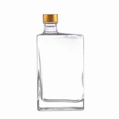 Customized 500ml & 750ml Square Crystal Decorative Alcohol Bottle with Rubber Stopper Lids for Whiskey Tequila Brandy