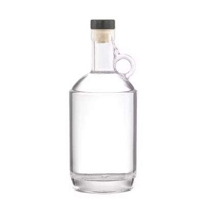 Super Flint 750ml Moonshine Jug Luxury Spirit Glass Custom Logo Liquor Bottle 750 ml with Bar Top Cork and Handle