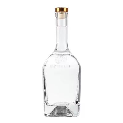 Super Flint Glass Empty Square Shape Glass Whiskey Bottles for 750ml 700ml Flat Gin Rum Vodka Spirit Bottle With Cork