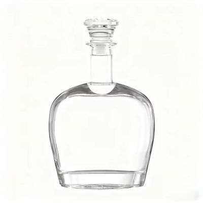 Customised 700ml/750ml Flat Shape Glass Bottle with Sand Screen Printing Rubber Seal for Red Wine Tequila and Brandy
