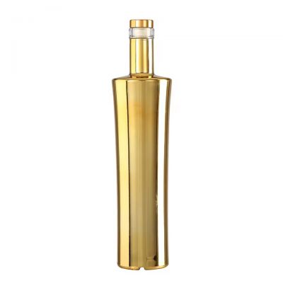 Factory Custom Electroplate Gold Colorful Empty 750ml Gin Liquor Spirits Vodka Glass Bottle with Cap
