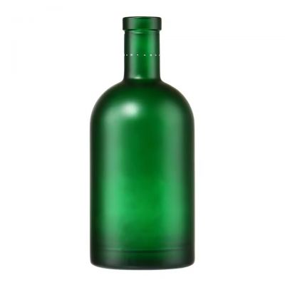 French Winery Premium Luxury Empty Frosting Dark Green Transparent 500ml 750ml Glass Brandy Bottle With Cork