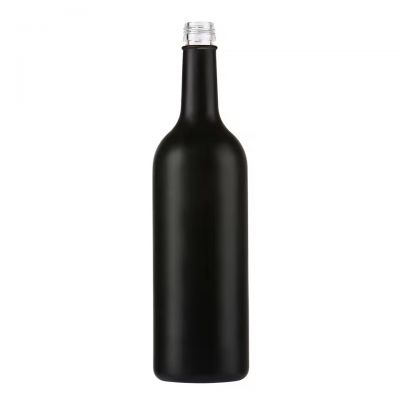 Factory Direct Sale Empty Spraying Matte Black Customizable Screw Cap 500ml 750ml Vodka Glass Spirits Bottle