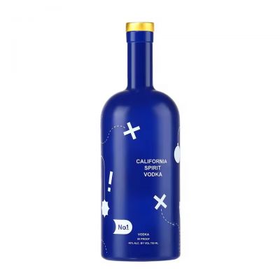 Empty Spraying Color Customizable Round 500ml 750ml Vodka Glass Spirits Bottle for Distilleries Bars