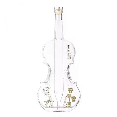 Special Customized Violin Type Flat Sharp Transparent 700ml Volume Whiskey Gin Tequila Glass Bottles