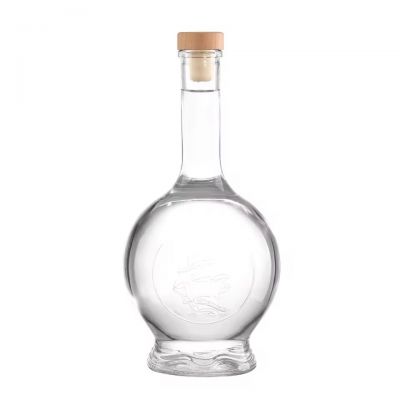 Wholesale OEM Exquisite Design 750ml Spherical Clear Round Glass Bottle for Whiskey Wine Brandy Vodka