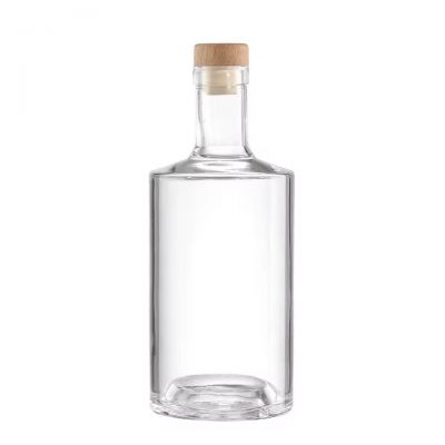 Premium Standard Thick Glass Empty Transparent Cork Cap 500ml 750ml Glass Liquor Bottle for Gin Whisky Rum
