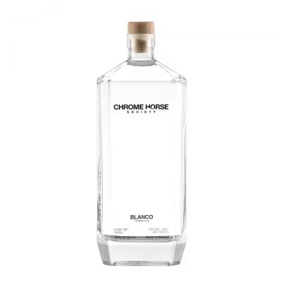 Modernism Mexico Superior Quality Crystal Block Customized Transparent Empty 500ml 750ml Vodka Gin Glass Tequila Bottle