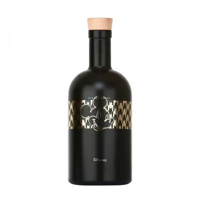 Custom High Quality Spray Black Printing Label Empty Round Shaped 500ml 750ml Tequila Vodka Whisky 1000ml Glass Liquor Bottles