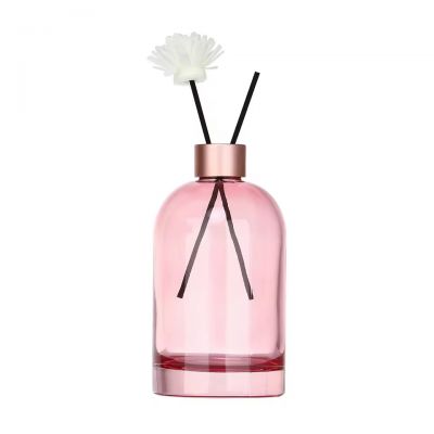 Premium Thick Base Pink Transparent Empty Luxury Customized 20mL 30mL 50mL 100mL Round Glass Diffuser Bottle