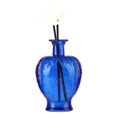 Factory Custom Printing Blue 100ml 200ml 300ml Home Fragrance Bottle Glass Aroma Reed Diffuser Bottle