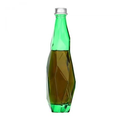 Wholesale Empty New Design Water Liquor Bottles 350ml 500ml 750ml Custom Shape Green Crystal Glass Mineral Water Bottle