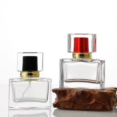 Tiny Square Customized 30ml Fragrance Bottle Transparent Empty in Stock Glass Perfume Bottle With Sprayer
