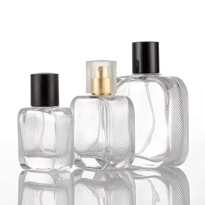 High-End Flat UAE Transparent Glass Bottle 30ml 50ml 100ml Square Clear Cosmetic Wholesale Glass Perfume Bottle