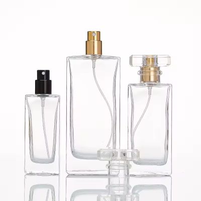 Premium Goods in Stock 30ml 50ml 100ml Clear Transparent Saudi Arabia Rectangle Wholesale Glass Perfume Bottle