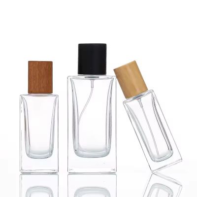 Rectangle Square 30ml 50ml 100ml Clear Transparent Mist Atomizer Luxury Glass Perfume Bottle with Pump Sprayer