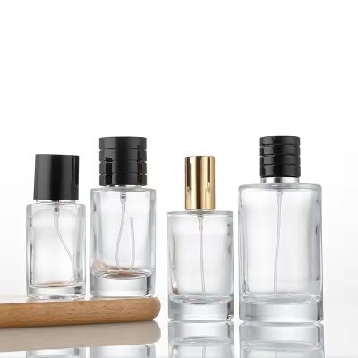 Hot Sale Same As Big Brands 30ml 50ml 100ml Empty Clear Crystal Glass Perfume Bottle with Pump Sprayer and Black Cap for Men