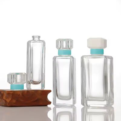 Wholesale Square Clear Transparent Slim Fragrance Bottle 30ml 50ml 100ml Stock Goods Premium Glass Perfume Bottle