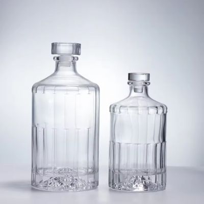 Wholesale Glass Spirits Bottles with Stopper in 100ml-1000ml Custom Sizes Screen Printed for Tequila Whisky & Brandy