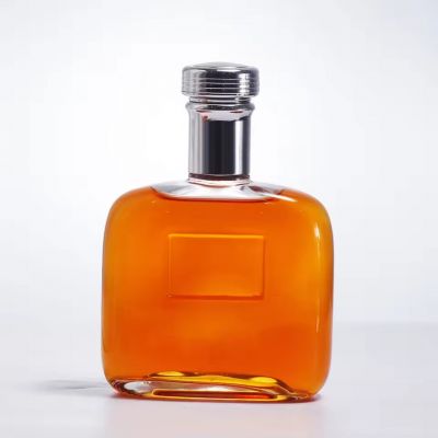 Luxury Customizable Flat 500ml Whiskey Vodka Wine Bottle Crown Cap Customizable logo Supports Hot Stamping