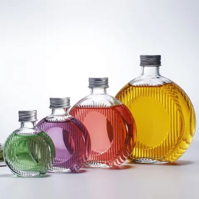 High Quality Flat Glass Spirit Bottle 50ml/100ml/250ml/500ml Custom Cap Rubber Stopper Sealed Tequila Wine Juice Mineral Water