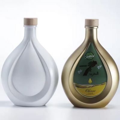 Customizable 500 1000 Glass Beverage Bottle for Brandy Yogurt Coffee Juice Milk Cola Energy Drinks Green Olive Oil Cork Sealing