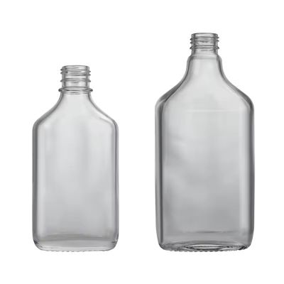 200ml 375ml Clear Glass Convex Liquor Hip Flask Bottle for Spirits