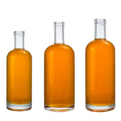 Round Clear 375ml 700ml 750ml Glass Vodka Bottle with Synthetic Cork