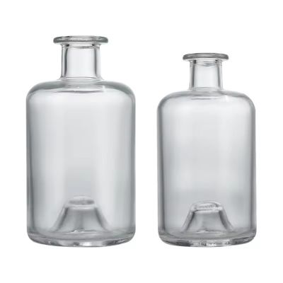 Round Empty 375ml 500ml Glass Spirits Bottle Liquor Bottles for Vodka Rum Gin Tequila