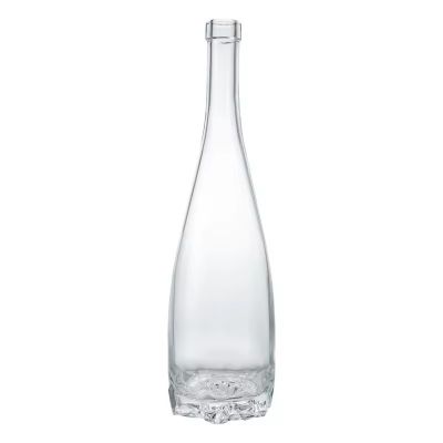 Customized Liqueur Bottle 700ml Clear Glass Liquor Bottle with Cork Stopper