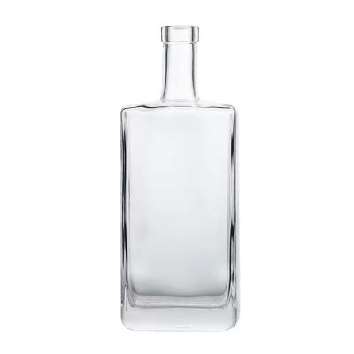 Square Flat 500ml Spirits Glass Bottle for Whiskey Rum Gin