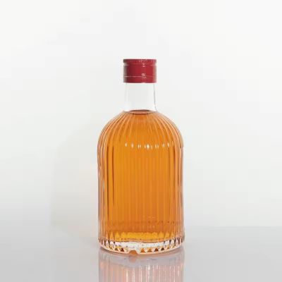 Factory-direct-sale Hot-selling Cylindrical Glass Bottles with Patterns for Whisky Brandy Gin 330ml