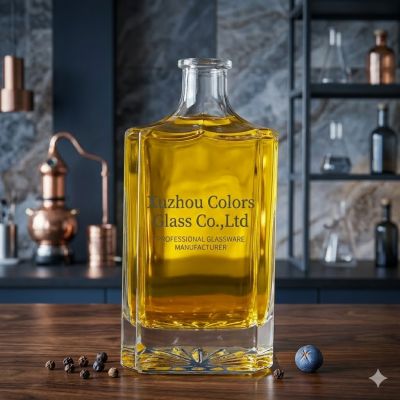 Elegant 680ml Square Glass Spirit Bottles for Premium Liquor Branding