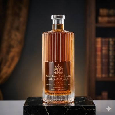 Elegant 750ml Ribbed Super Flint Glass Bottles - Wholesale Stripe Design