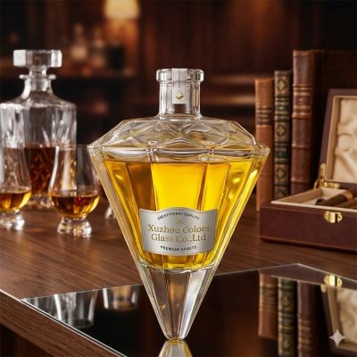 Custom 700ml Super Flint Glass Liquor Bottle with Cork