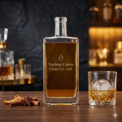 750ml Square Crystal Super Flint Glass Liquor Bottle