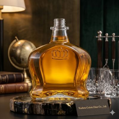Luxury Crown Shape Glass Liquor Bottle 700ml